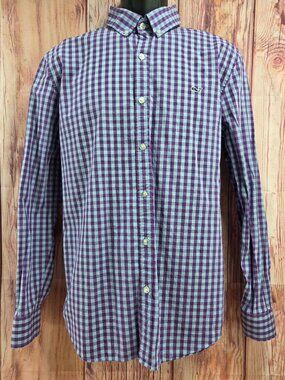 Vineyard Vines Slim Fit Purple Gingham Whale Shirt Large